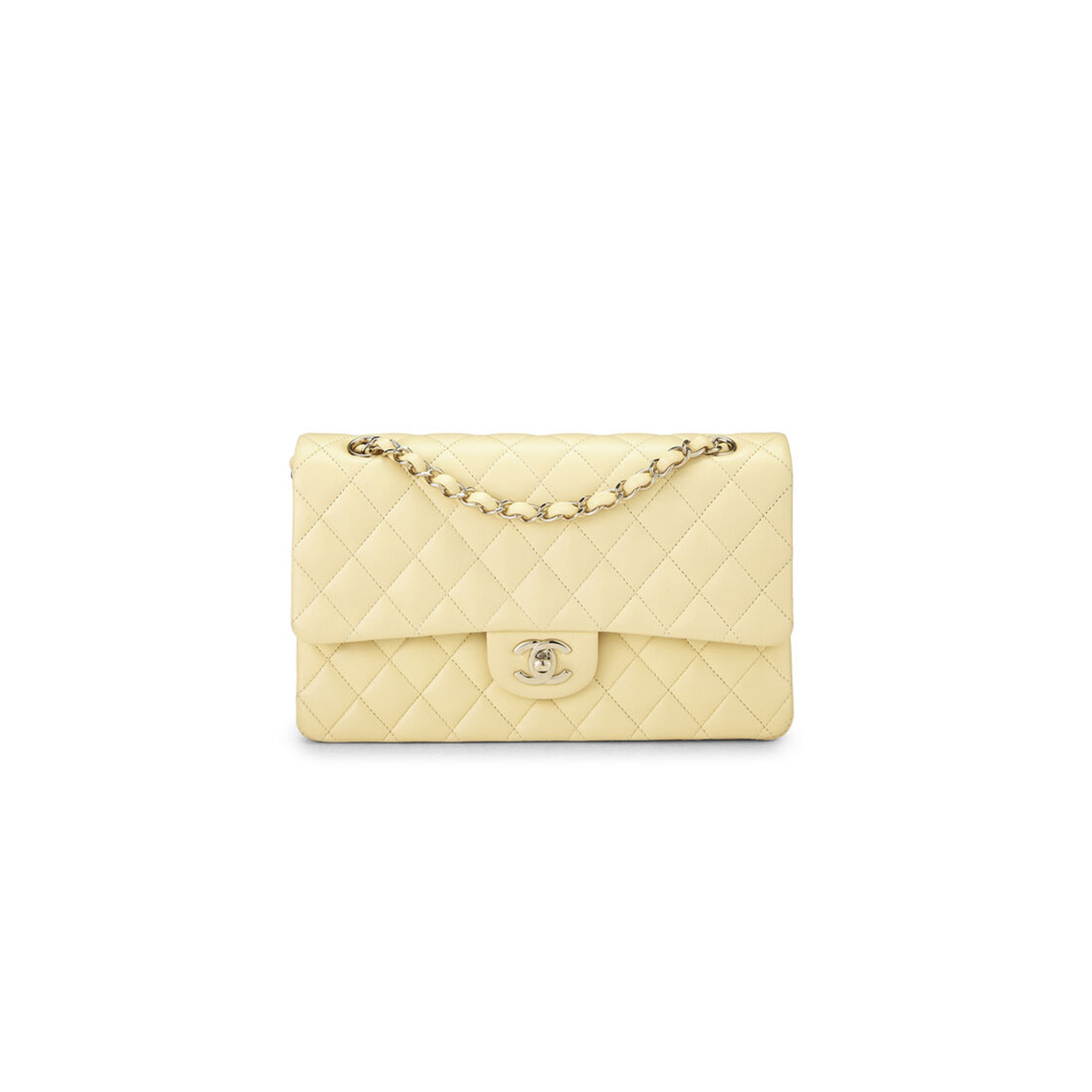 Ch*el yellow calfskin classic double flap medium as0001 (25*15*6cm)